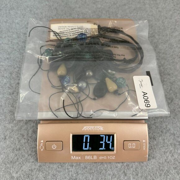 Teresa Goodall Vintage Resin Glass Bead Necklace Linen Cord Signed Boho Jewelry - Picture 11 of 12